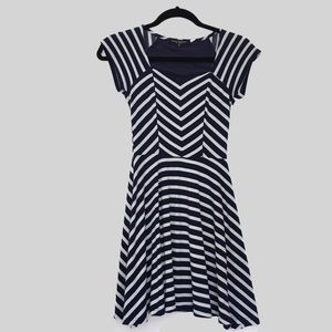 Green Envelope XS striped navy white dress